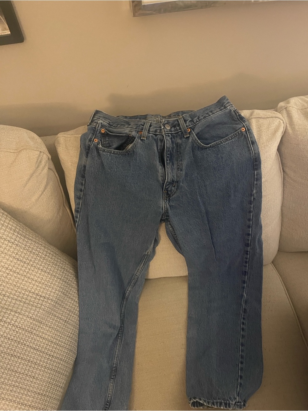 Levi's circa 90’s Blue Denim Jeans with Tan Leather Patch